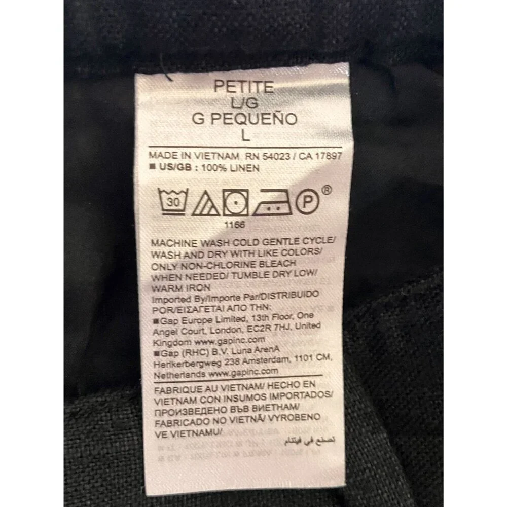 Banana Republic Women The Everyday Wide Leg Linen Pant Large Petite Black SP NWT